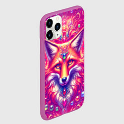 Чехол iPhone 11 Pro матовый Лиса с драгоценными камнями, цвет: 3D-фиолетовый — фото 2