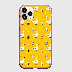 Чехол iPhone 11 Pro матовый Гуси и пиво, цвет: 3D-фиолетовый