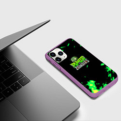 Чехол iPhone 11 Pro матовый Plants vs Zombies зелёная текстура, цвет: 3D-фиолетовый — фото 2