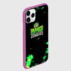 Чехол iPhone 11 Pro матовый Plants vs Zombies зелёная текстура, цвет: 3D-фиолетовый — фото 2