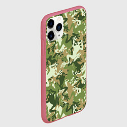 Чехол iPhone 11 Pro матовый Лягушата камуфляж, цвет: 3D-малиновый — фото 2