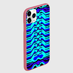Чехол iPhone 11 Pro матовый Голубая киберпанк броня, цвет: 3D-малиновый — фото 2
