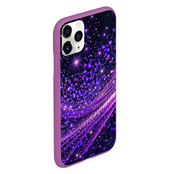 Чехол iPhone 11 Pro матовый Фиолетовые сверкающие абстрактные волны, цвет: 3D-фиолетовый — фото 2