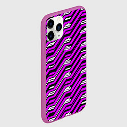 Чехол iPhone 11 Pro матовый Киберпанк узор фиолетовый и чёрный, цвет: 3D-фиолетовый — фото 2