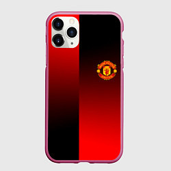 Чехол iPhone 11 Pro матовый Манчестер Юнайтед градиент спорт, цвет: 3D-малиновый