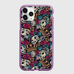 Чехол iPhone 11 Pro матовый Винтажная татуировка, цвет: 3D-фиолетовый