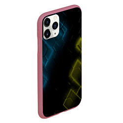 Чехол iPhone 11 Pro матовый Нано соты и неон, цвет: 3D-малиновый — фото 2