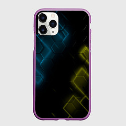 Чехол iPhone 11 Pro матовый Нано соты и неон, цвет: 3D-фиолетовый