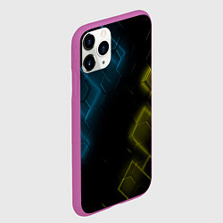Чехол iPhone 11 Pro матовый Нано соты и неон, цвет: 3D-фиолетовый — фото 2