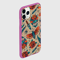 Чехол iPhone 11 Pro матовый Tattoo art, цвет: 3D-фиолетовый — фото 2