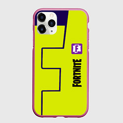 Чехол iPhone 11 Pro матовый Fortnite logo yellow game, цвет: 3D-малиновый