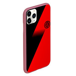 Чехол iPhone 11 Pro матовый Inter geometry red sport, цвет: 3D-малиновый — фото 2