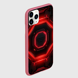Чехол iPhone 11 Pro матовый Nvidia style black and red neon, цвет: 3D-малиновый — фото 2