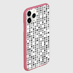 Чехол iPhone 11 Pro матовый Серые квадраты на белом фоне, цвет: 3D-малиновый — фото 2