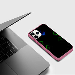 Чехол iPhone 11 Pro матовый Зелёный неон абстракция, цвет: 3D-малиновый — фото 2