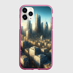 Чехол iPhone 11 Pro матовый Разрушенный апокалиптический город, цвет: 3D-малиновый