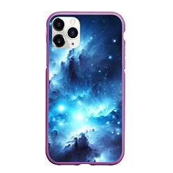 Чехол iPhone 11 Pro матовый Космический голубой пейзаж, цвет: 3D-фиолетовый
