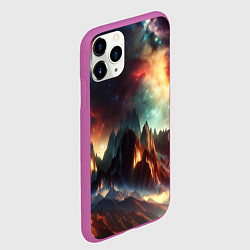 Чехол iPhone 11 Pro матовый Space landscape with mountains, цвет: 3D-фиолетовый — фото 2