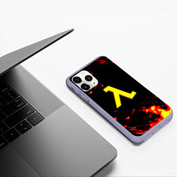 Чехол iPhone 11 Pro матовый Half life огненный стиль лава, цвет: 3D-светло-сиреневый — фото 2