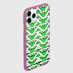 Чехол iPhone 11 Pro матовый Бело-зелёный узор, цвет: 3D-фиолетовый — фото 2