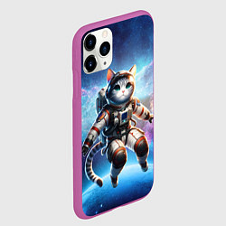 Чехол iPhone 11 Pro матовый Кот космонавт в космосе, цвет: 3D-фиолетовый — фото 2