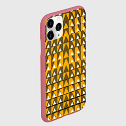 Чехол iPhone 11 Pro матовый Узор из треугольников жёлтый, цвет: 3D-малиновый — фото 2