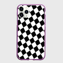 Чехол iPhone 11 Pro матовый Шахматные клетки абстракция, цвет: 3D-фиолетовый