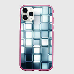 Чехол iPhone 11 Pro матовый Зеркальная мозаика голубое стекло, цвет: 3D-малиновый