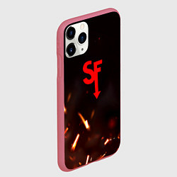 Чехол iPhone 11 Pro матовый Sally face искры огня, цвет: 3D-малиновый — фото 2