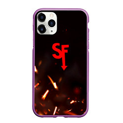 Чехол iPhone 11 Pro матовый Sally face искры огня, цвет: 3D-фиолетовый