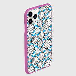 Чехол iPhone 11 Pro матовый Мячи волейбольные паттерн, цвет: 3D-фиолетовый — фото 2