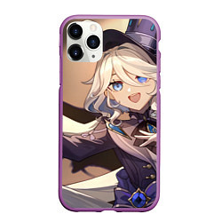 Чехол iPhone 11 Pro матовый Genshin Impact Furina happy smile, цвет: 3D-фиолетовый