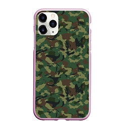 Чехол iPhone 11 Pro матовый Камуфляж Woodland классический, цвет: 3D-розовый