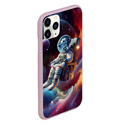 Чехол iPhone 11 Pro матовый Космонавт далматинец в неоновой галактике, цвет: 3D-розовый — фото 2