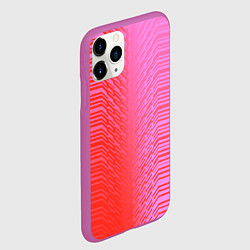 Чехол iPhone 11 Pro матовый Красные градиентные линии, цвет: 3D-фиолетовый — фото 2