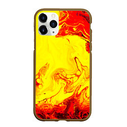 Чехол iPhone 11 Pro матовый Красные и желтые разводы, цвет: 3D-коричневый