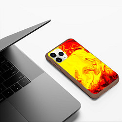 Чехол iPhone 11 Pro матовый Красные и желтые разводы, цвет: 3D-коричневый — фото 2