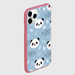 Чехол iPhone 11 Pro матовый Панды и цветочки, цвет: 3D-малиновый — фото 2