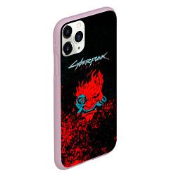 Чехол iPhone 11 Pro матовый Cyberpunk 2077 брызги красок, цвет: 3D-розовый — фото 2