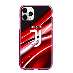 Чехол iPhone 11 Pro матовый Juventus geometry sport line, цвет: 3D-малиновый