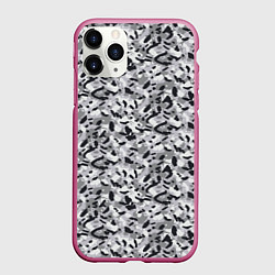 Чехол iPhone 11 Pro матовый Пикселированный городской серый камуфляж, цвет: 3D-малиновый