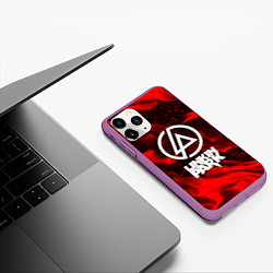 Чехол iPhone 11 Pro матовый Linkin park красный огонь, цвет: 3D-фиолетовый — фото 2