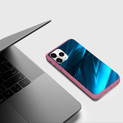 Чехол iPhone 11 Pro матовый Geometry stripes neon color, цвет: 3D-малиновый — фото 2