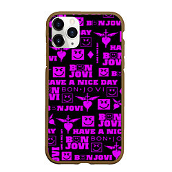 Чехол iPhone 11 Pro матовый Bon Jovi neon pink rock, цвет: 3D-коричневый