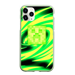 Чехол iPhone 11 Pro матовый Minecraft кислотный стиль, цвет: 3D-салатовый