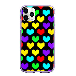 Чехол iPhone 11 Pro матовый Undertale heart pattern, цвет: 3D-светло-сиреневый