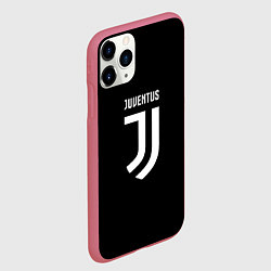 Чехол iPhone 11 Pro матовый Juventus sport fc белое лого, цвет: 3D-малиновый — фото 2
