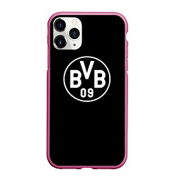 Чехол iPhone 11 Pro матовый Borussia sport fc белое лого, цвет: 3D-малиновый