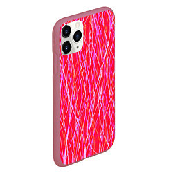 Чехол iPhone 11 Pro матовый Яркий красно-розовый полосы, цвет: 3D-малиновый — фото 2