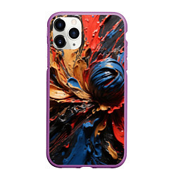 Чехол iPhone 11 Pro матовый Красные красочные брызги, цвет: 3D-фиолетовый